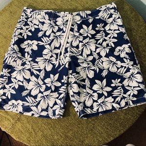 Old Navy Swim Trunks, Blue Floral Pattern, XXL